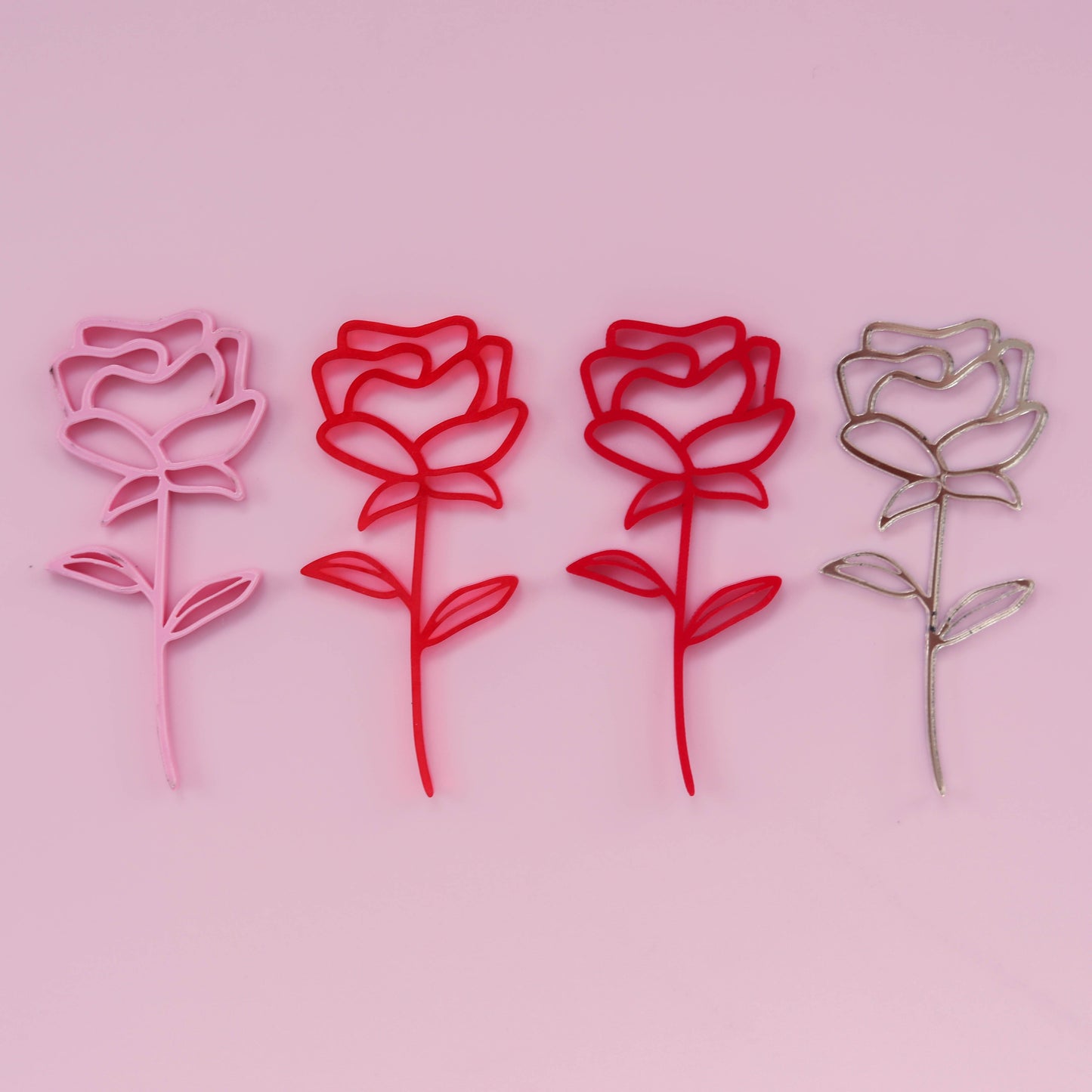 Rose Line Art Charm For Cupcake