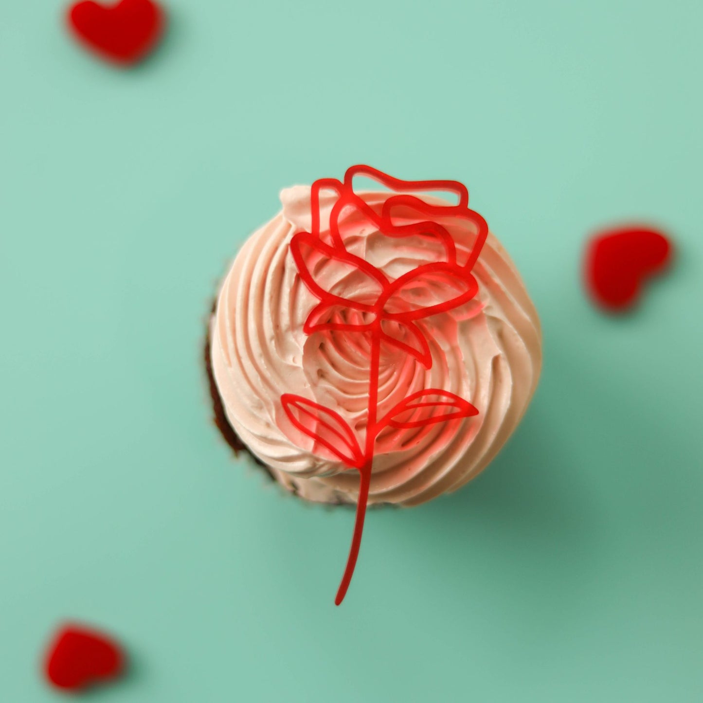 Rose Line Art Charm For Cupcake
