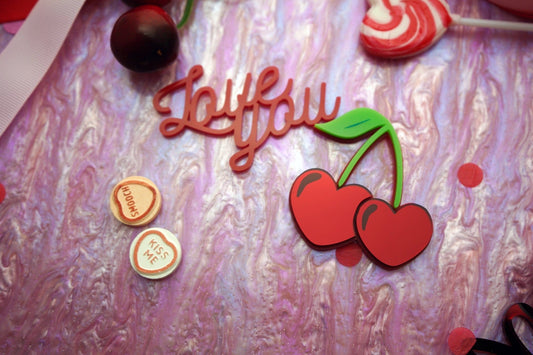 Valentines Cupcake love you topper