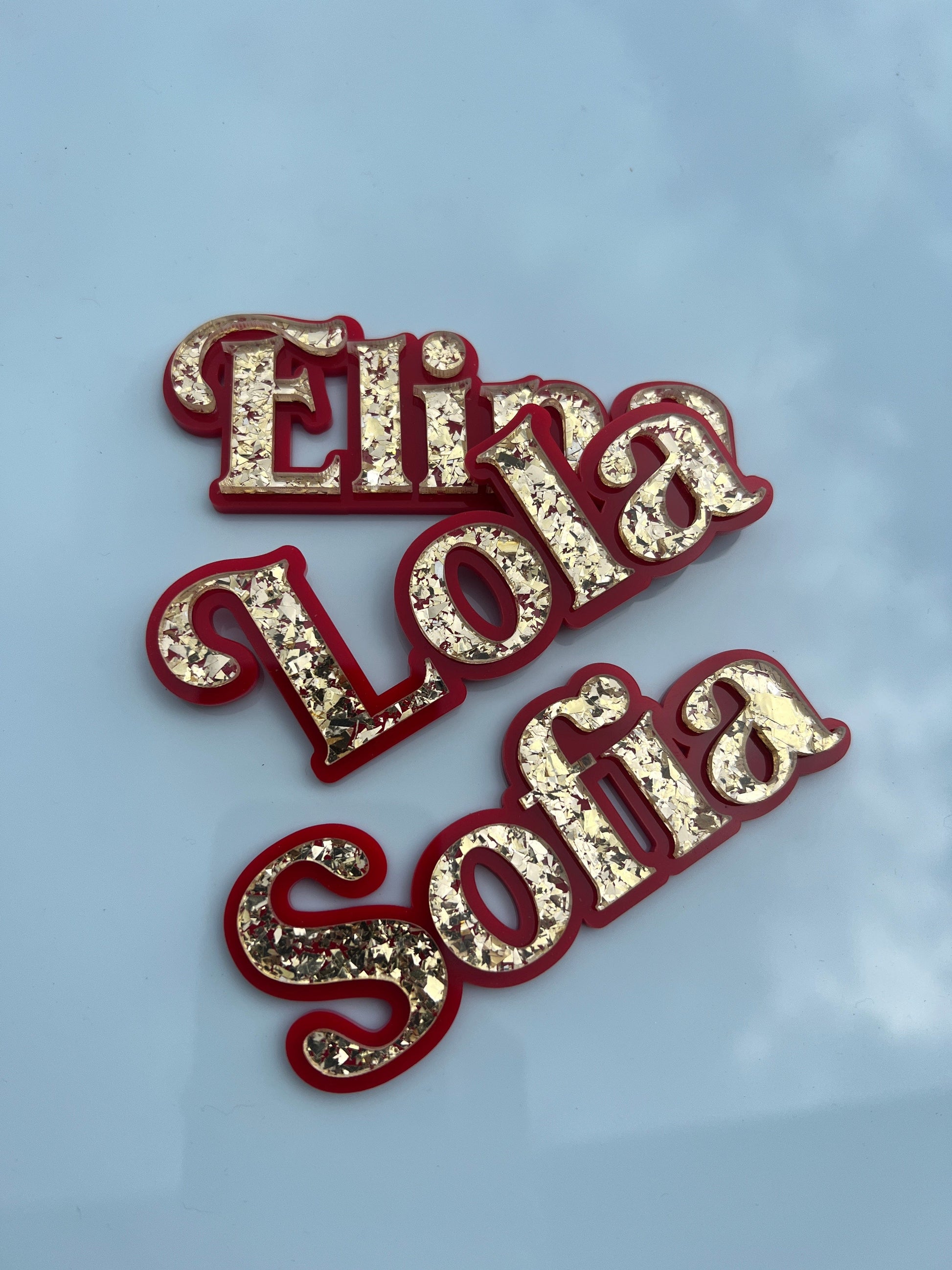 Glitter Gold Christmas Font Cake Charm