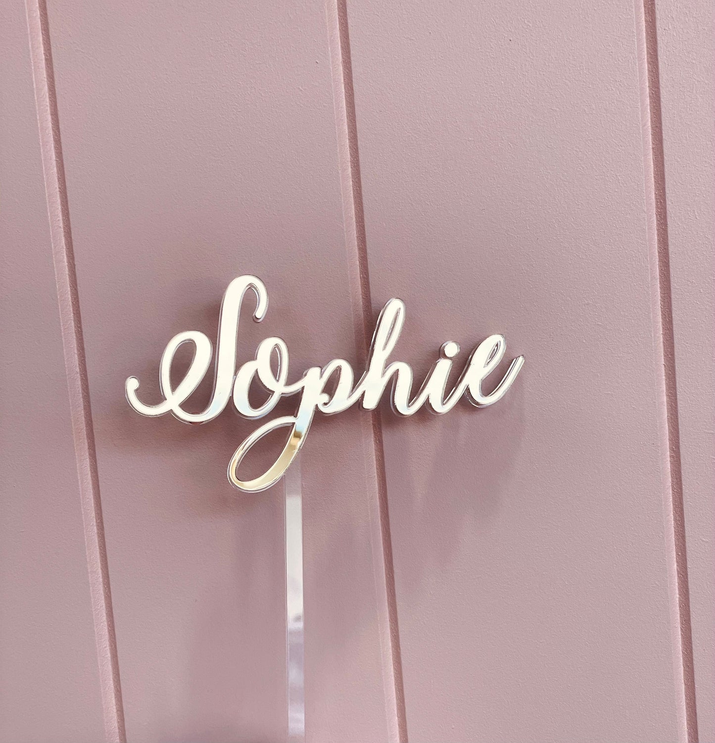 Mirror Gold Name Cake Topper