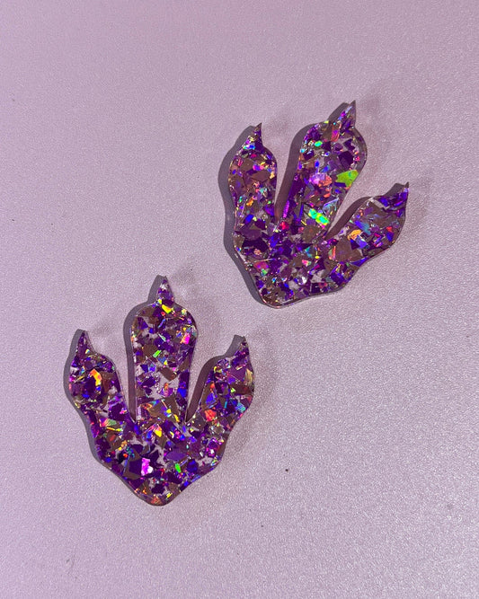 Glitter Purple Acrylic Dino Feet