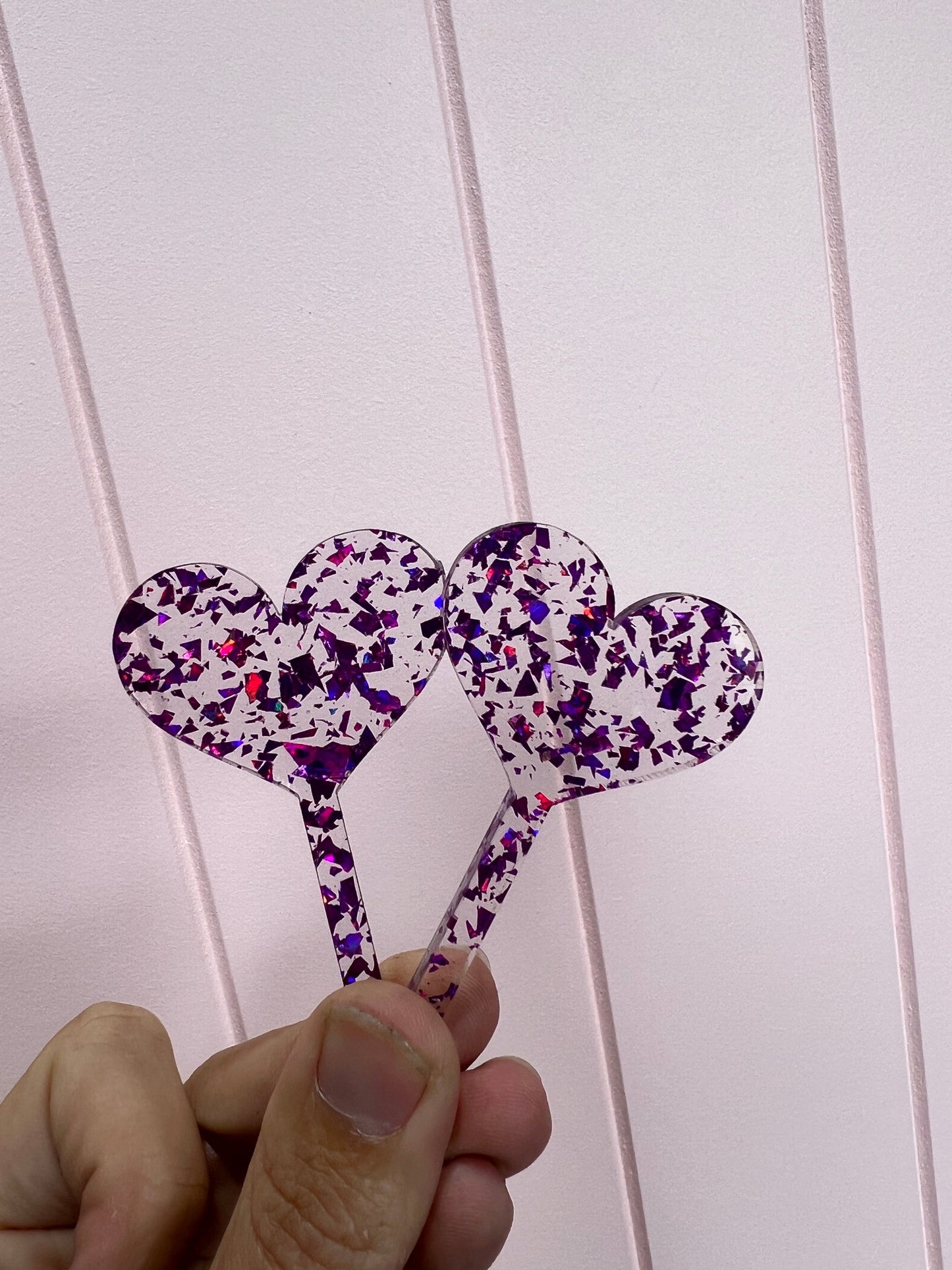Chunky Purple Glitter Hearts