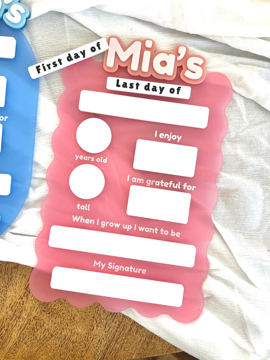 Acrylic Back to School Milestone Boards