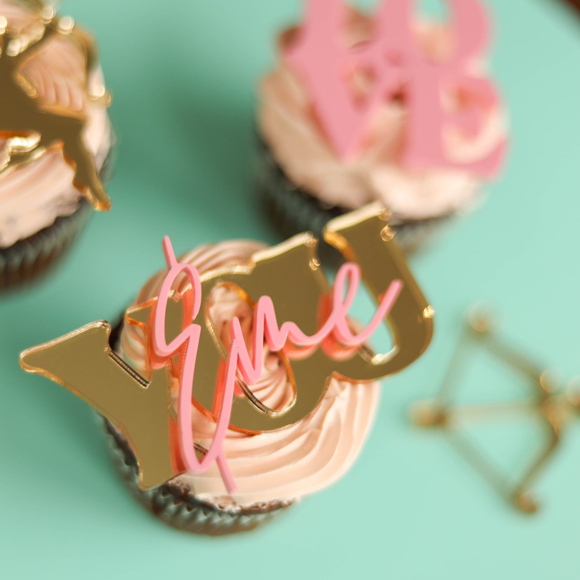 Acrylic Valentines Day Cupcake Charm