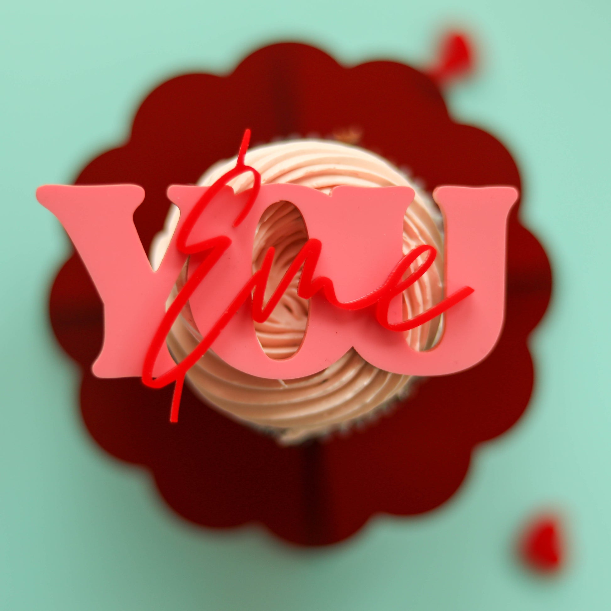 Acrylic Valentines Day Cupcake Charm