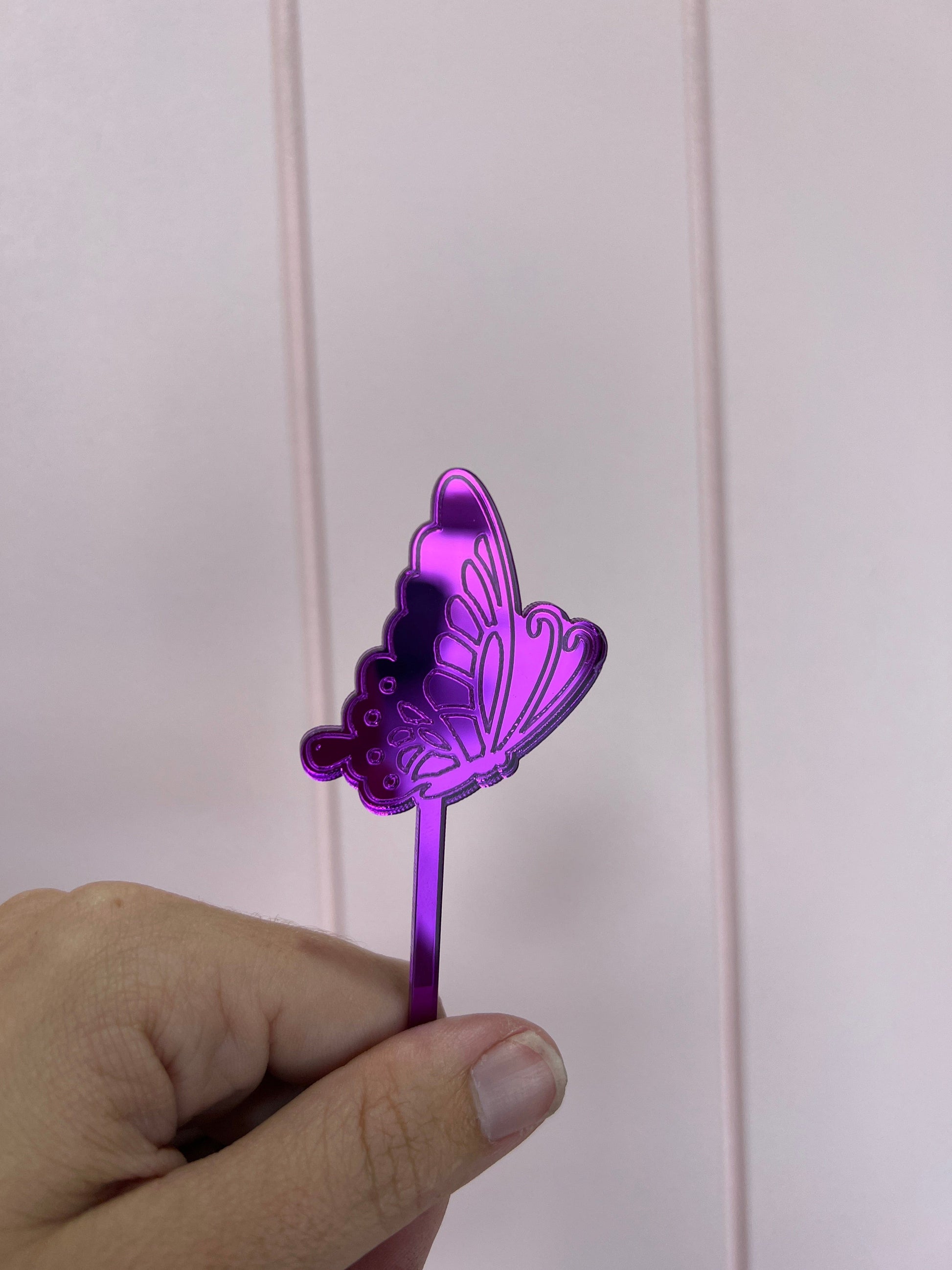 Mirror Purple Butterfly Cupcake Topper