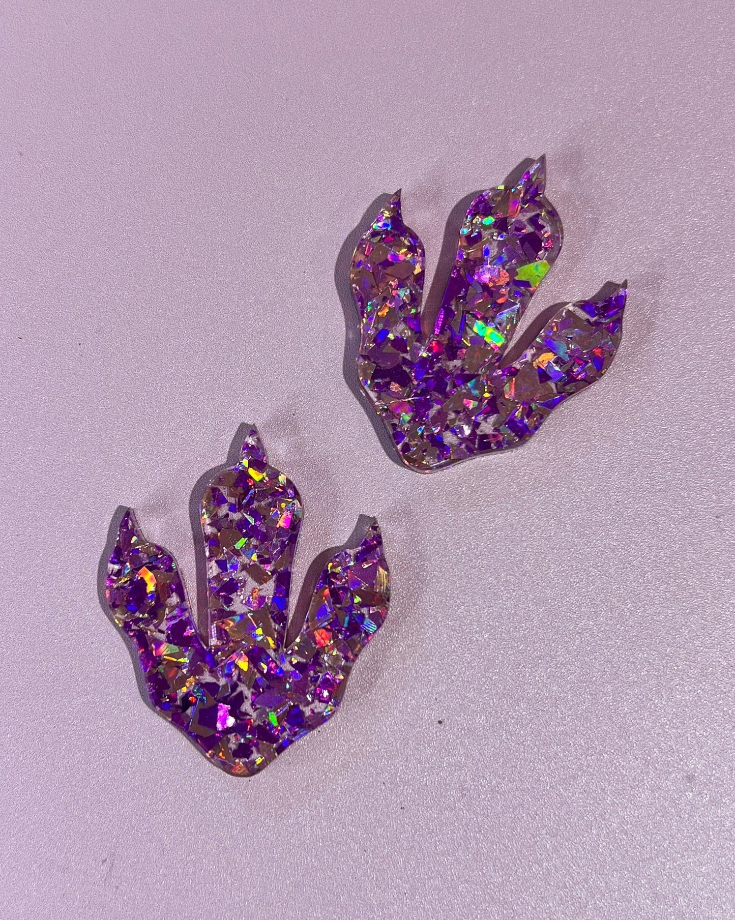 Glitter Purple Acrylic  Dino Feet