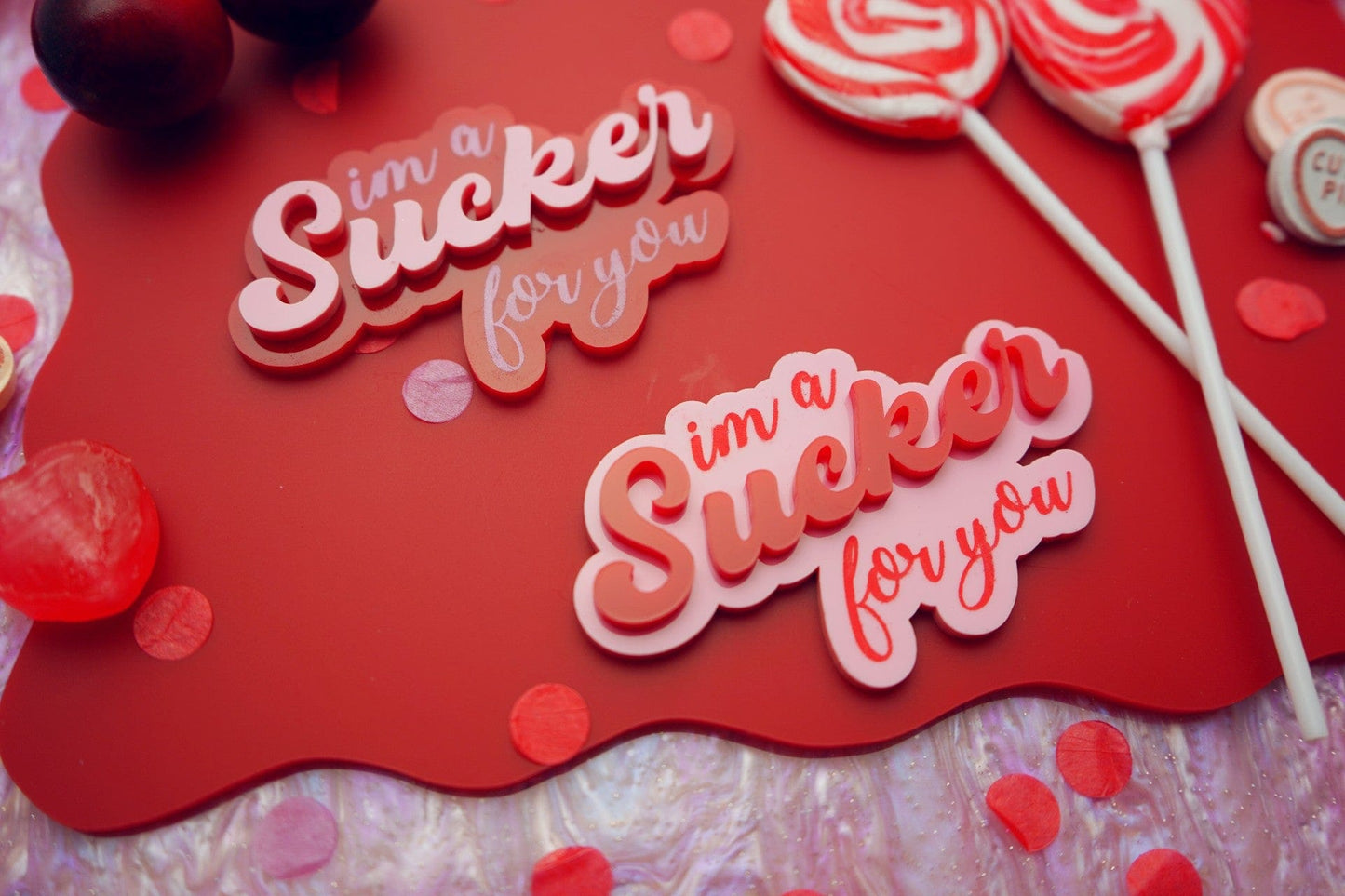 Acrylic Valentines Day Cupcake Topper